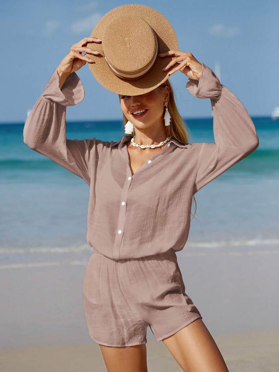 Conjunto Saída Semitransparente Ombros Caídos