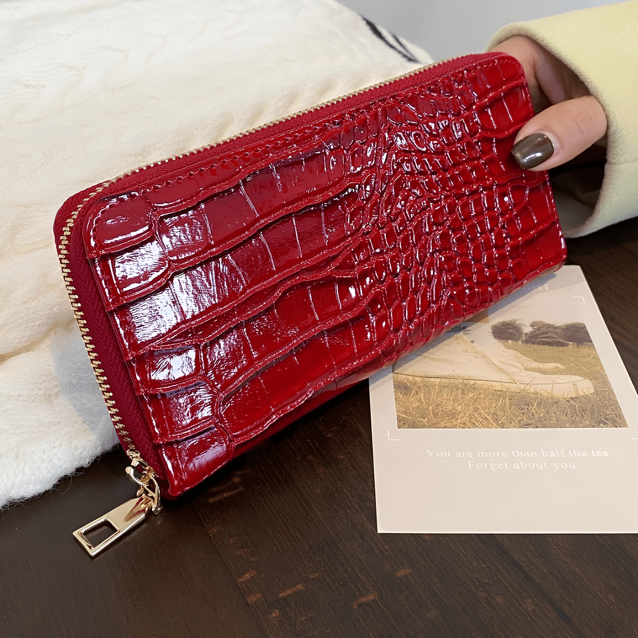 Carteira Feminina de Couro Modelo Crocodilo