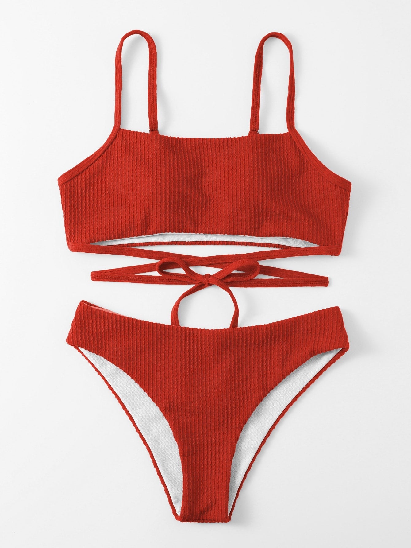 Biquíni Texturizado Com Amarração Cruzada