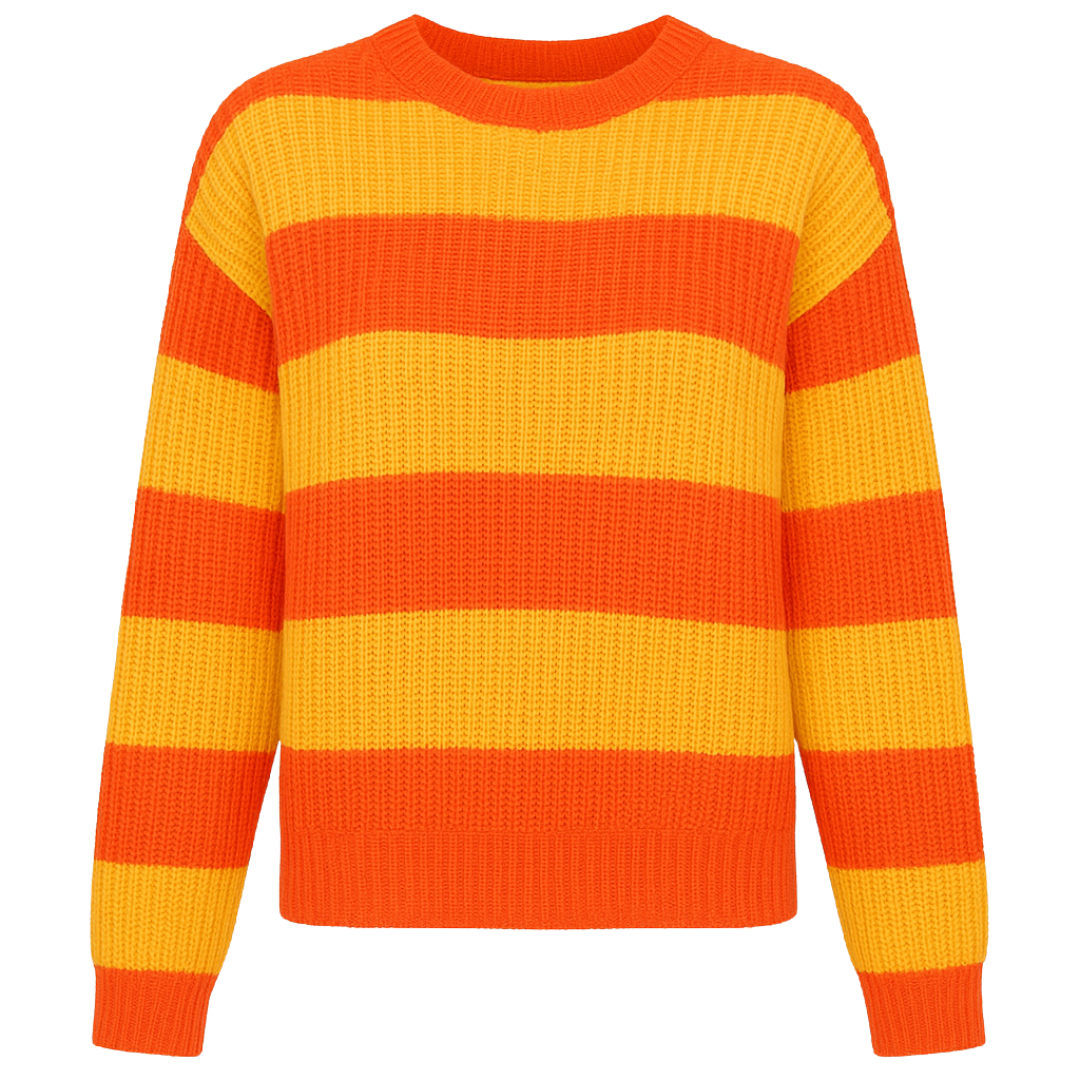 Suéter Feminino Tricot Laranja e Amarelo
