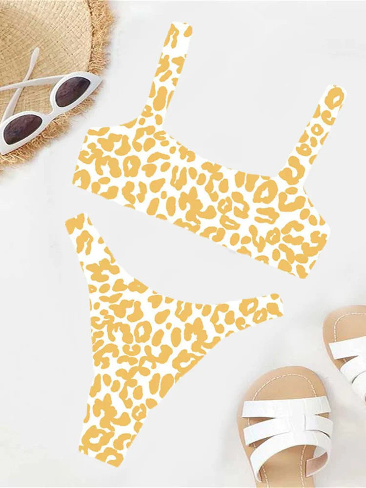 Biquíni Micro Leopardo Laranja Feminino com Bojo – Conjunto 2 Peças