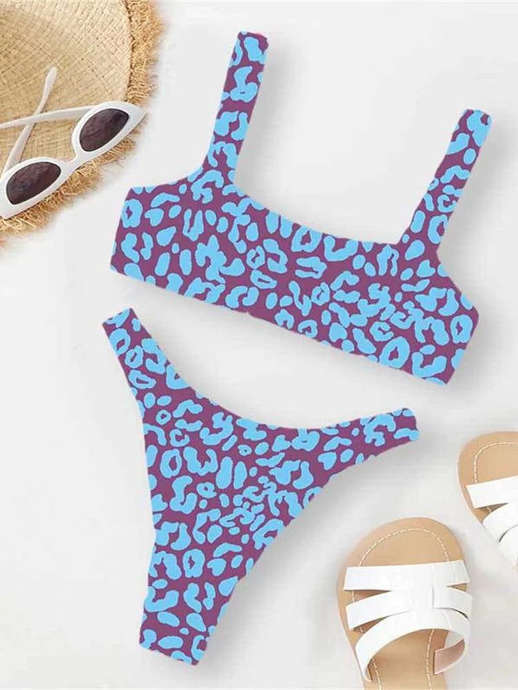 Biquíni Micro Leopardo Laranja Feminino com Bojo – Conjunto 2 Peças