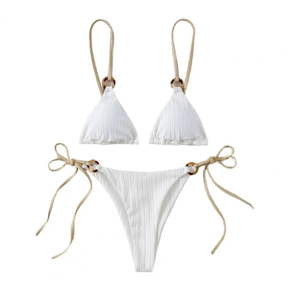 Biquíni Feminino 2 Peças com Alças Finas e Detalhe Hoop