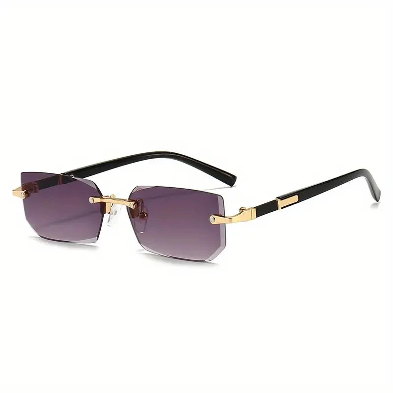 Óculos de Sol Feminino Retangular Sem Armação – Lentes Espelhadas UV400