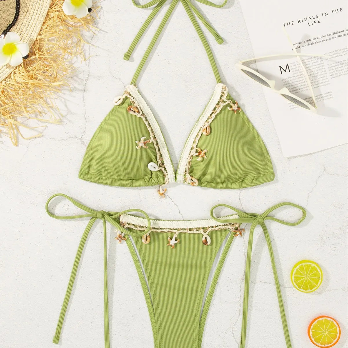 Biquíni Feminino Peachtan com Tassel – Conjunto Thong 2 Peças