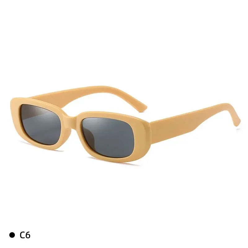 Óculos de Sol Vintage Retangular Pequeno – Design Retrô Quadrado com Lentes UV400