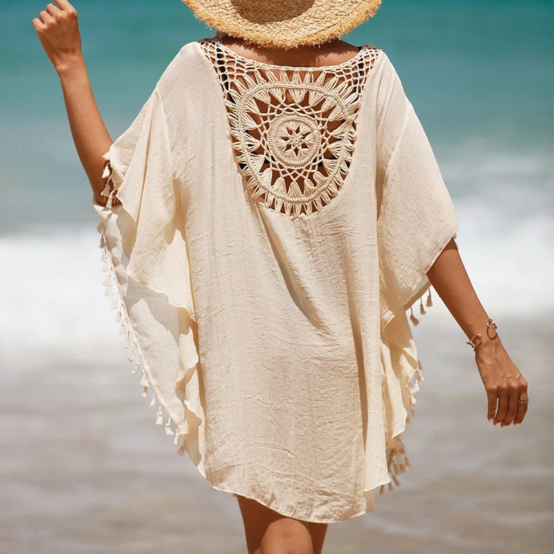 Crochet Cover Up Dress Feminino Beachwear – Knit, Tamanho Único