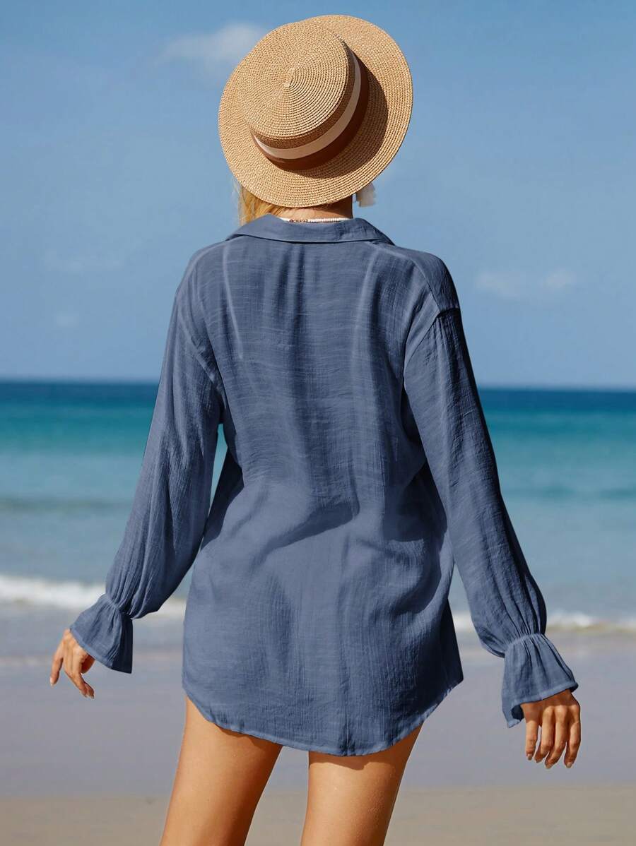 Conjunto Saída Semitransparente Ombros Caídos