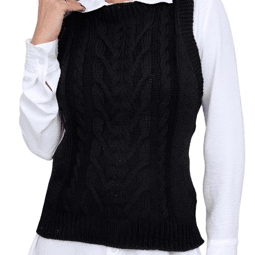 Suéter Colete Feminino de Tricot Preto