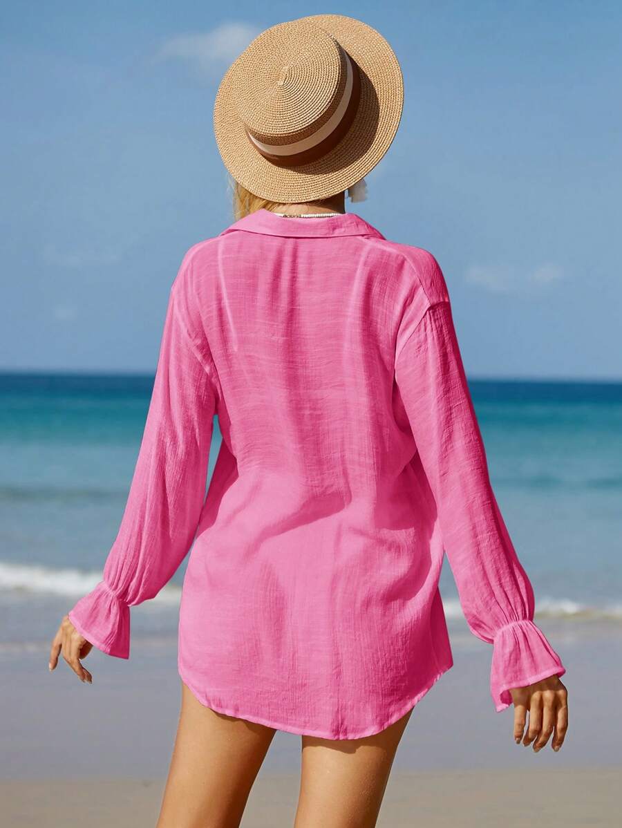 Conjunto Saída Semitransparente Ombros Caídos