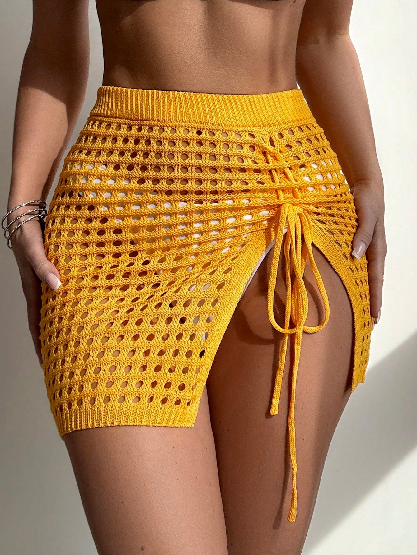 Saia Praia Com Fenda E Cordão