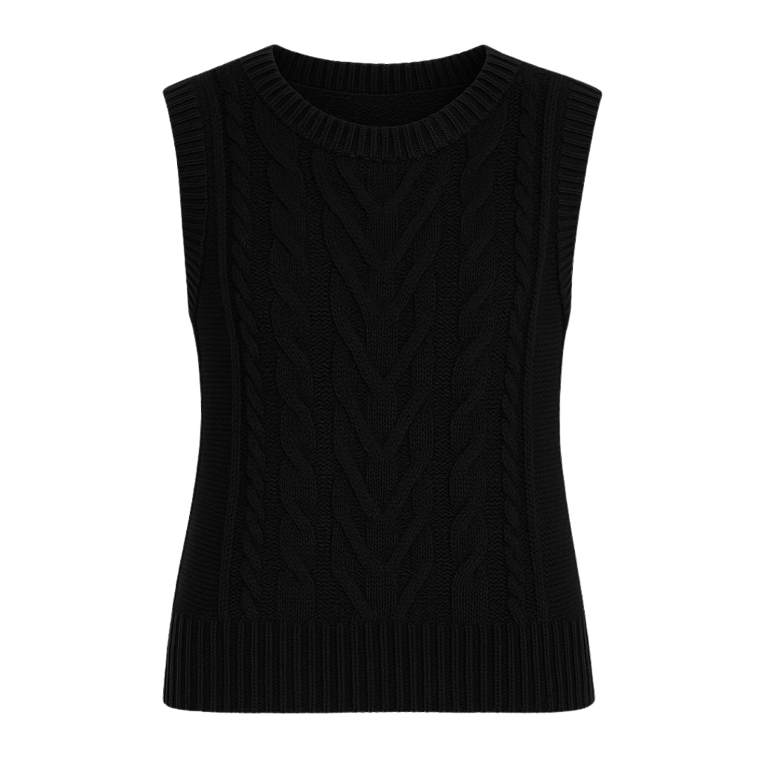 Suéter Colete Feminino de Tricot Preto