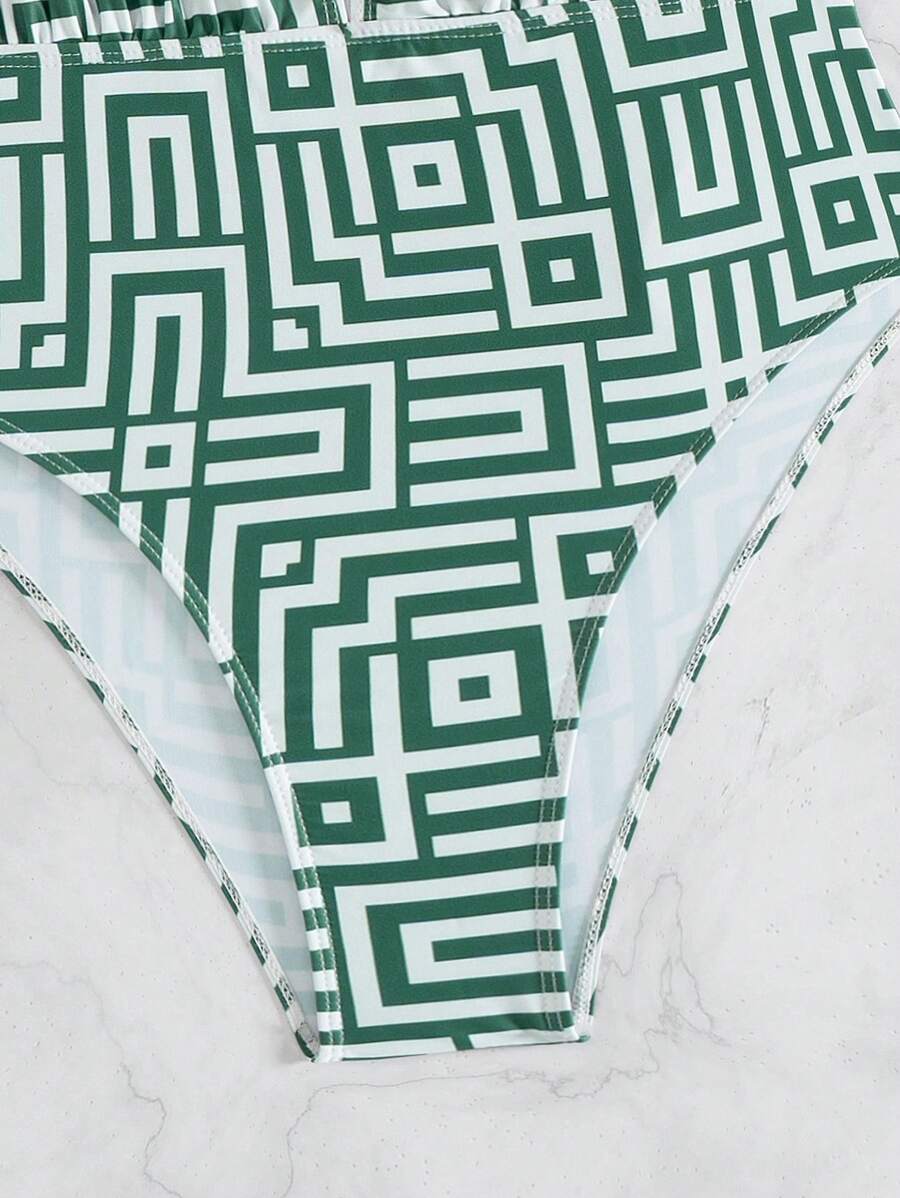 Maiô Estampado Com Recorte E Franzido