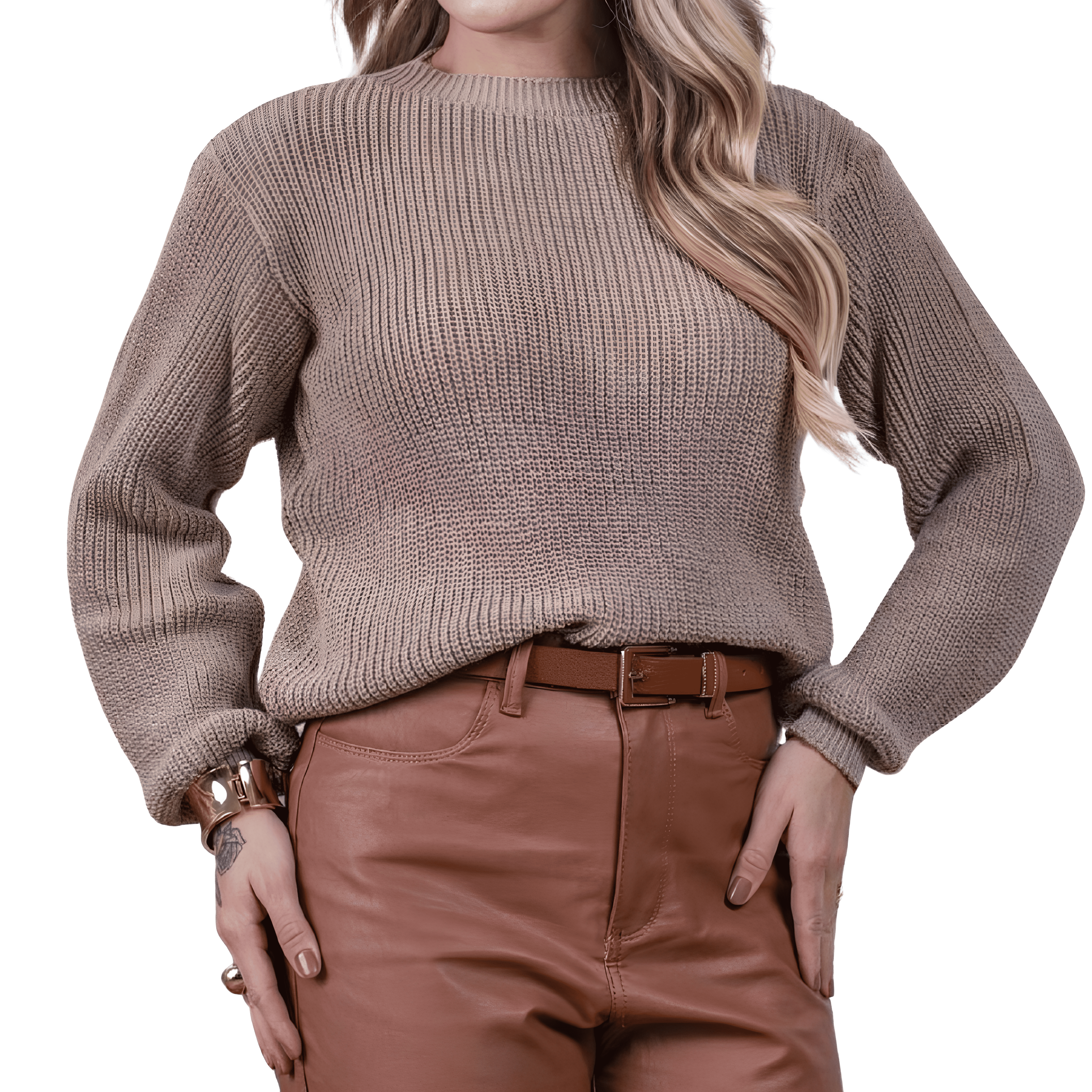 Suéter Feminino de Tricot Lisa Caqui