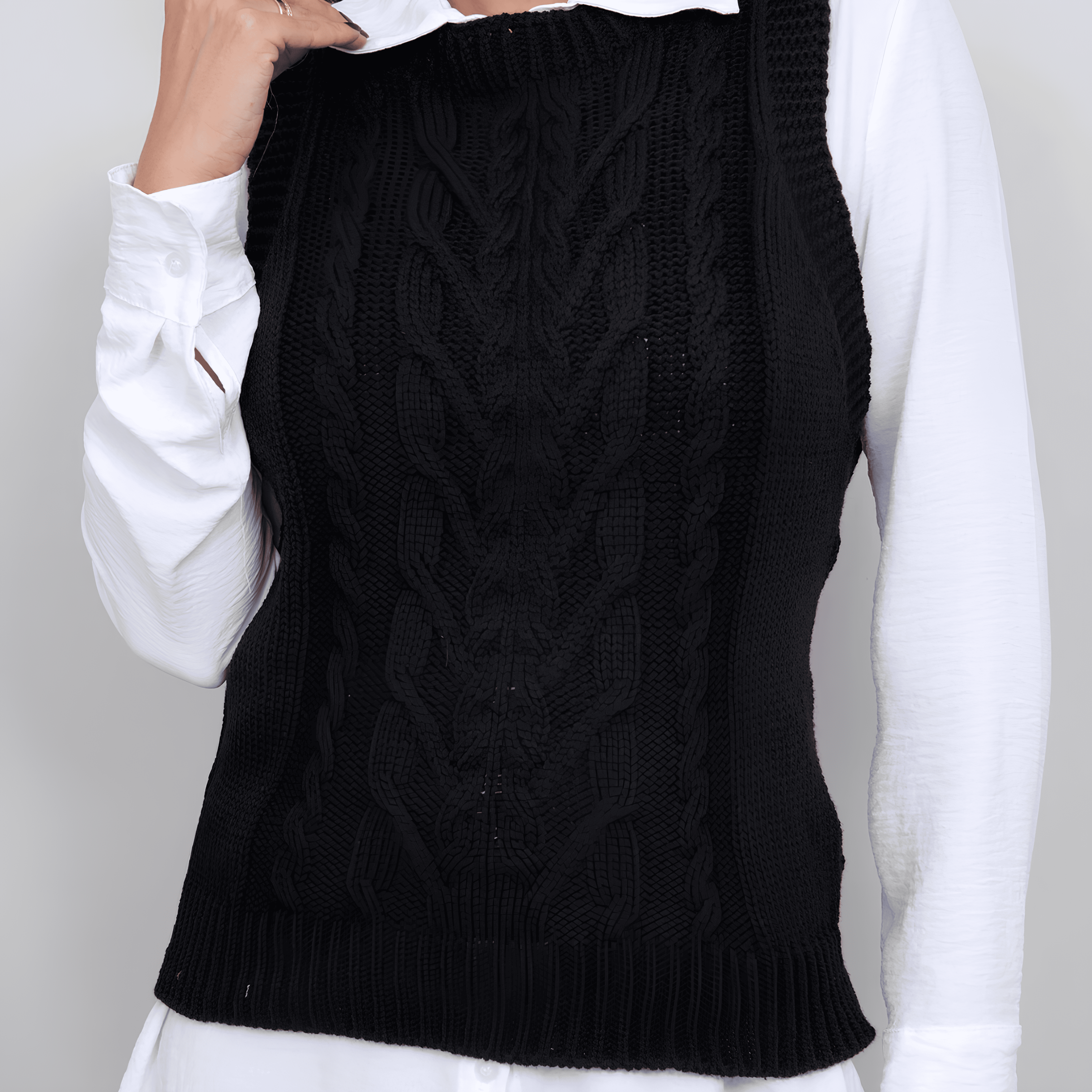 Suéter Colete Feminino de Tricot Preto