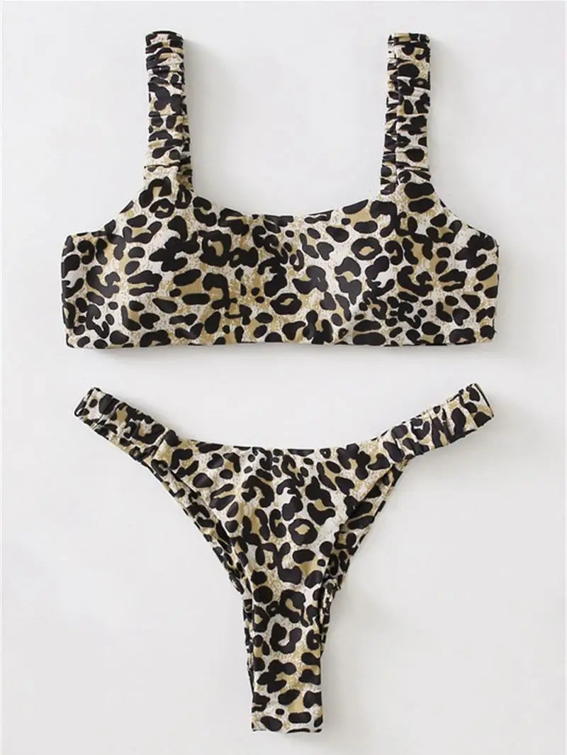 Biquíni Micro Leopardo Laranja Feminino com Bojo – Conjunto 2 Peças