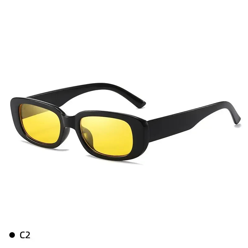 Óculos de Sol Vintage Retangular Pequeno – Design Retrô Quadrado com Lentes UV400