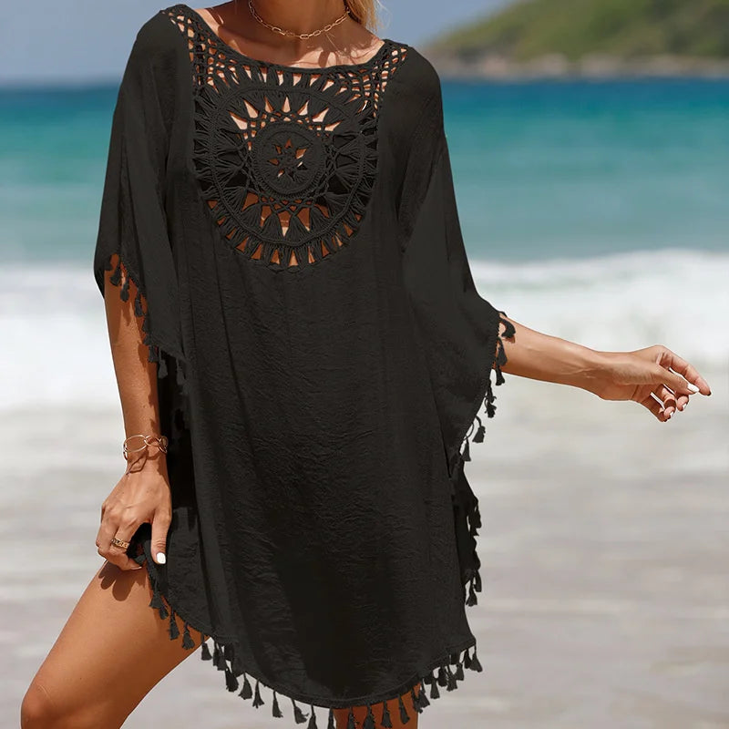 Crochet Cover Up Dress Feminino Beachwear – Knit, Tamanho Único