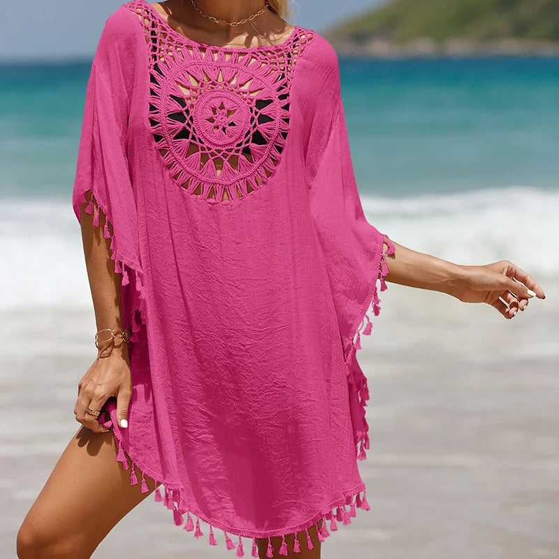 Crochet Cover Up Dress Feminino Beachwear – Knit, Tamanho Único