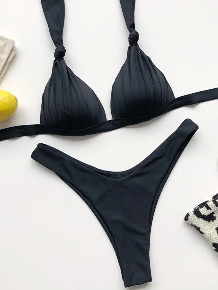 Biquíni Feminino Branco Halter com Bojo – Conjunto 2 Peças