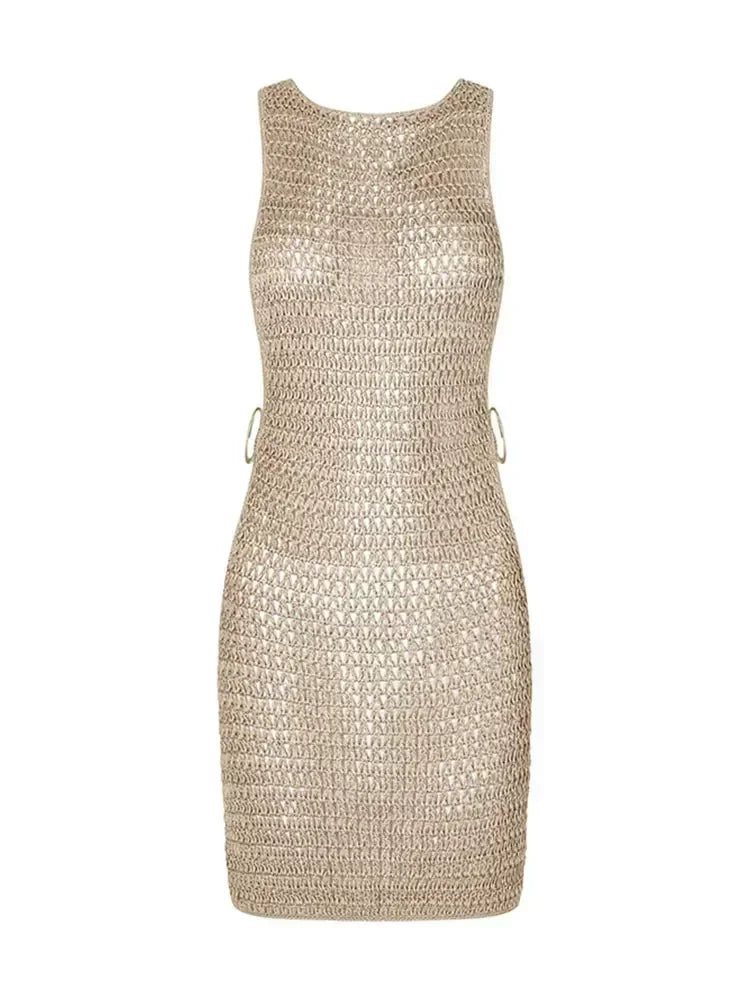 Mini Vestido One Shoulder com Recortes e Detalhe Circular – Beachwear Feminino