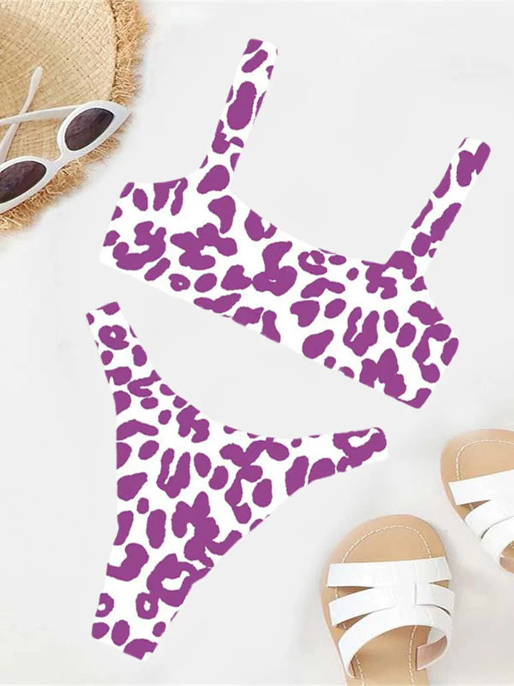 Biquíni Micro Leopardo Laranja Feminino com Bojo – Conjunto 2 Peças