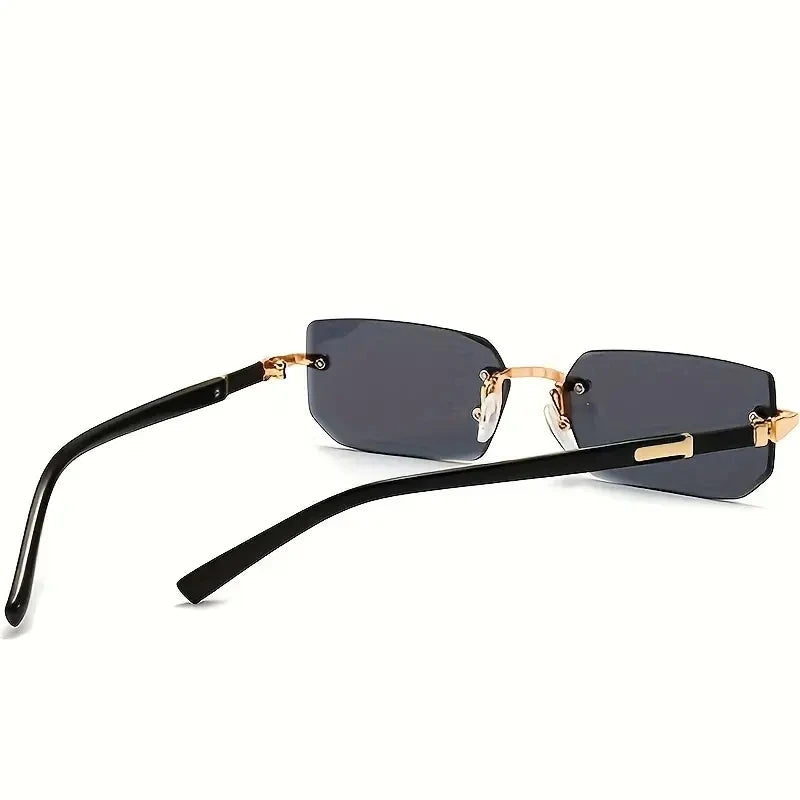 Óculos de Sol Feminino Retangular Sem Armação – Lentes Espelhadas UV400
