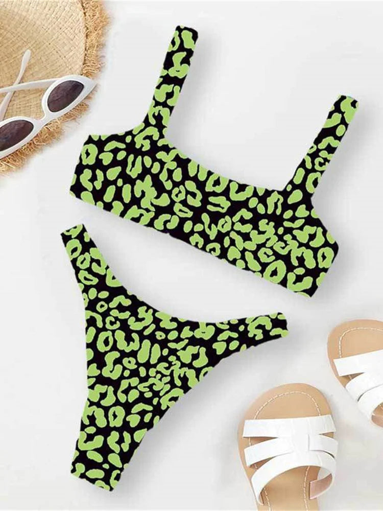 Biquíni Micro Leopardo Laranja Feminino com Bojo – Conjunto 2 Peças