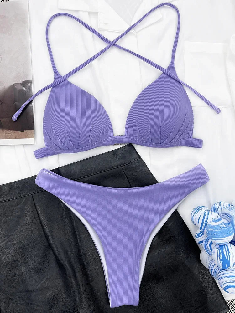 Biquíni Feminino Branco Halter com Bojo – Conjunto 2 Peças