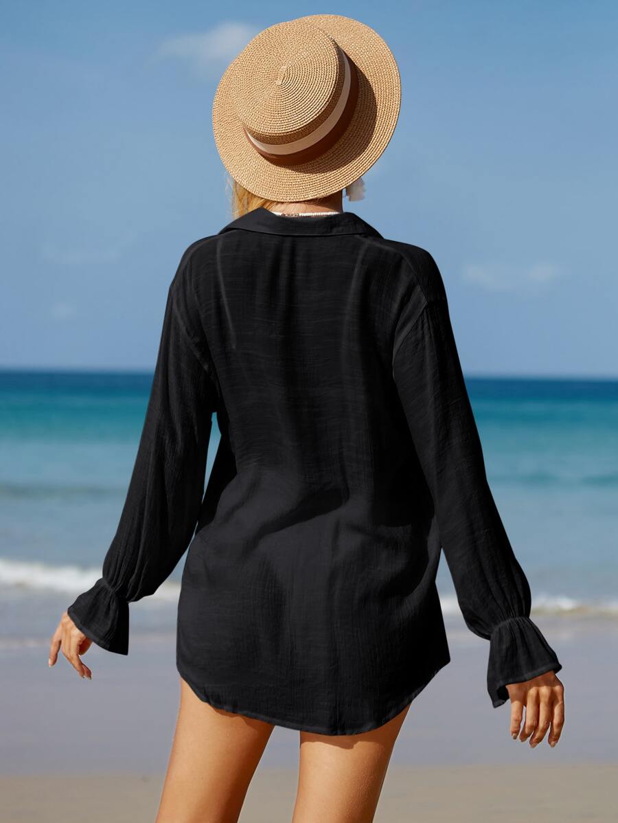 Conjunto Saída Semitransparente Ombros Caídos