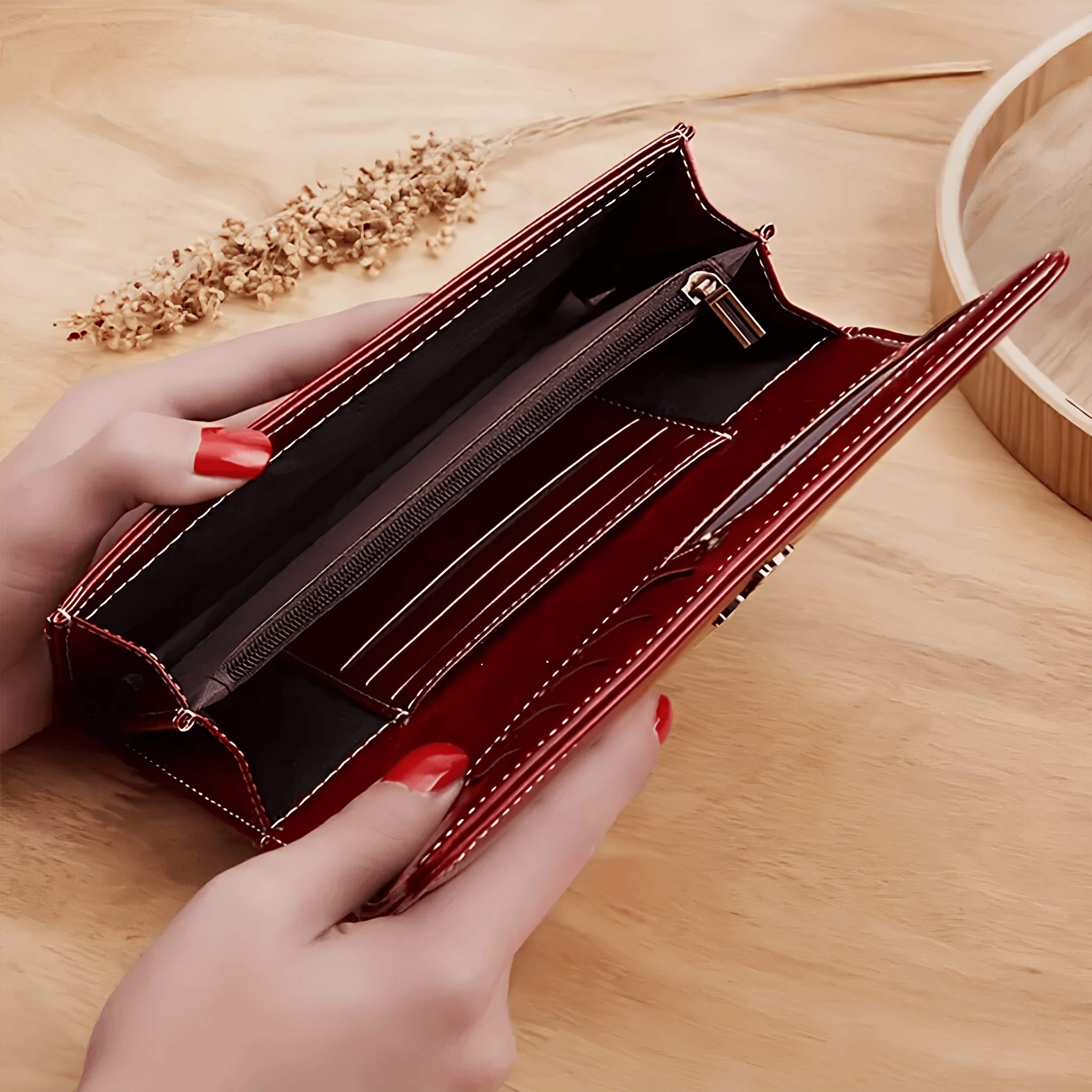 Carteira Feminina Longa de Couro Modelo Europeu