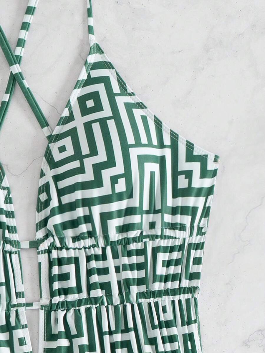 Maiô Estampado Com Recorte E Franzido