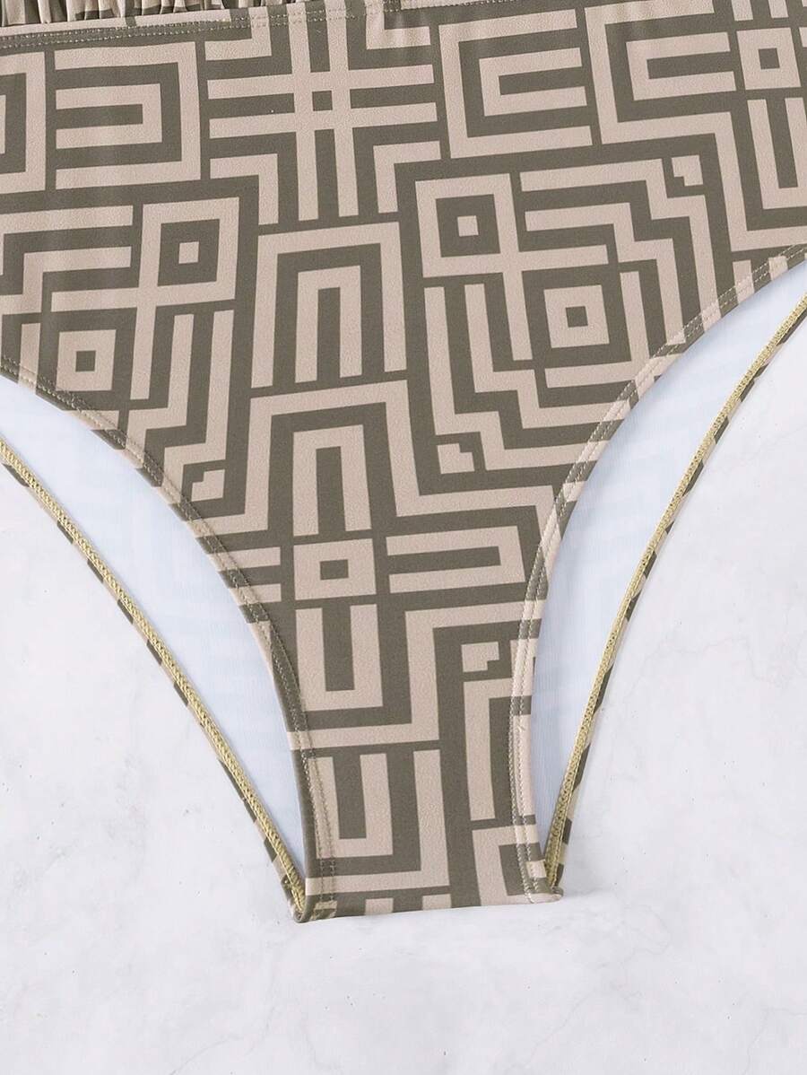 Maiô Estampado Com Recorte E Franzido